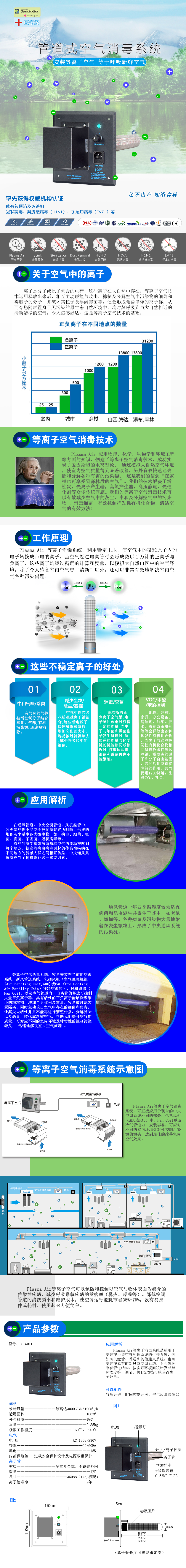 酒店办公室圆形管道杀菌除异味消毒设备
